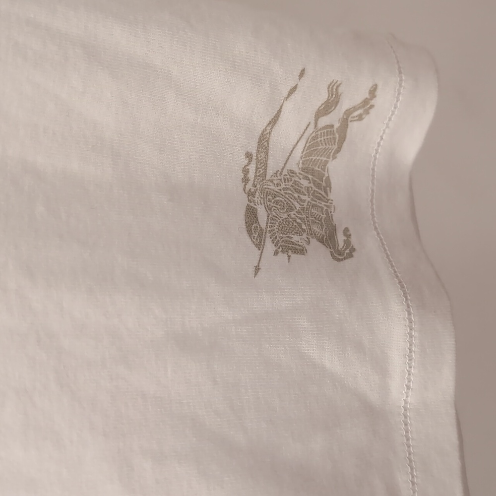 Burberry White Top with Plaid Cuffs M - Picture 6 of 11
